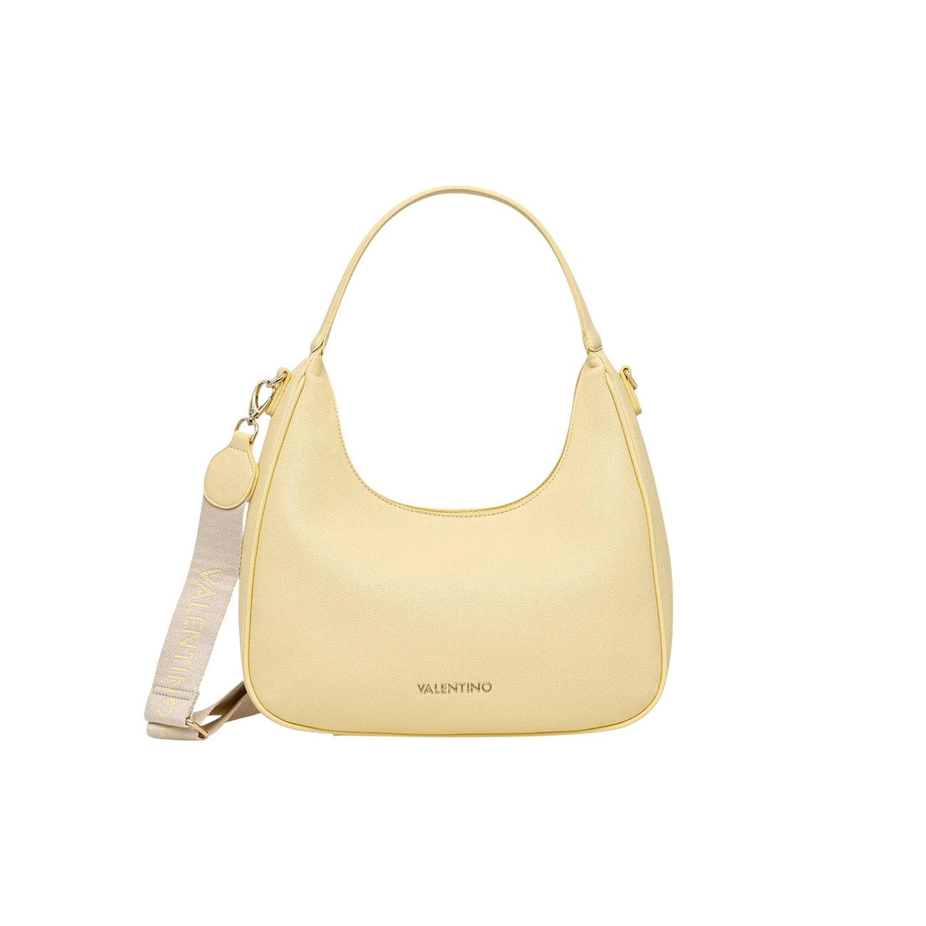 Borsa Grande gialla Donna Valentino Bags Doris; Misure 11x25x11 cm. Tessuto 100% poliuretano con manico singolo, tracolla rimovibile in nastro ricamato e chiusura superiore a zip. Dettagli logo frontale, stile casual 4 stagioni.