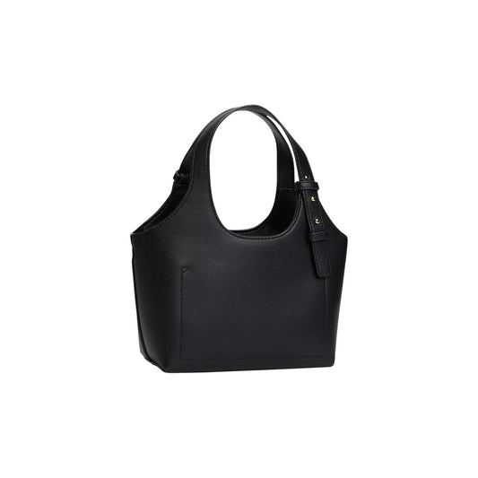 Borsa Tote Tommy Hilfiger; Finitura zigrinata, logo metallizzato impresso, chiusura con zip. Doppia portabilità (manici e tracolla rimovibile). Capienza 3,5 l. Design elegante e funzionale. Colore nero vista posteriore 