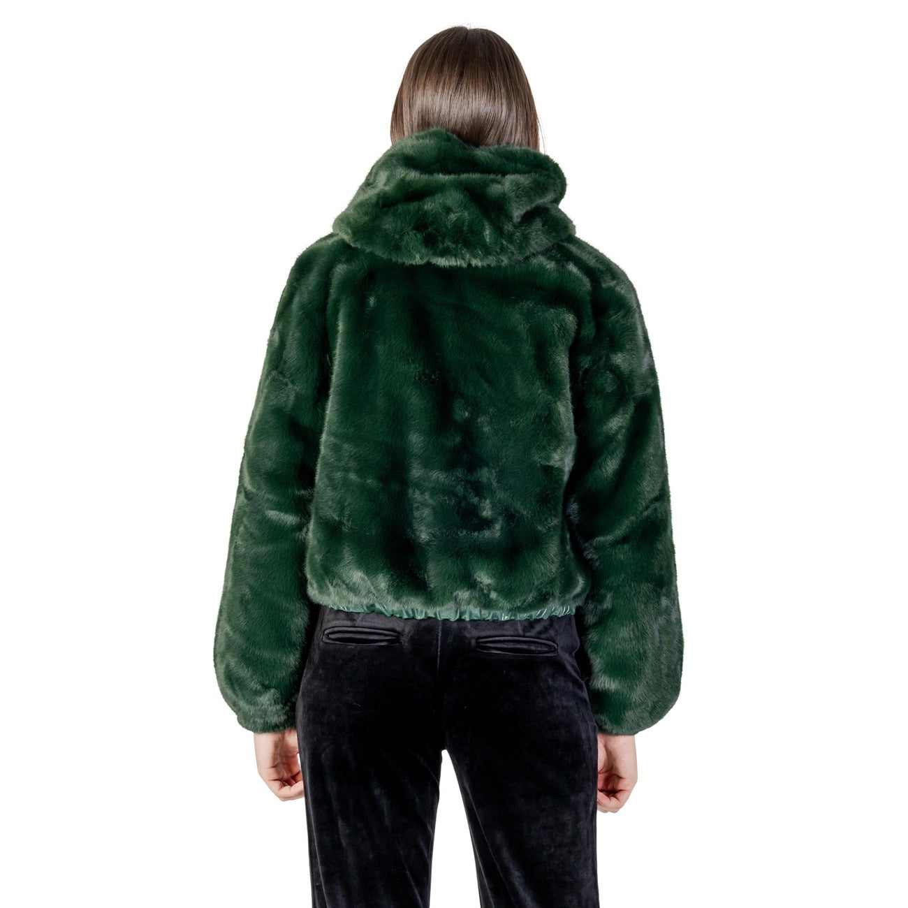 Ayfee Pelliccia Donna Verde Cerniera Maniche Lunghe Scollo Tondo Cappuccio Poliestere 100% Autunno Inverno CAM25227