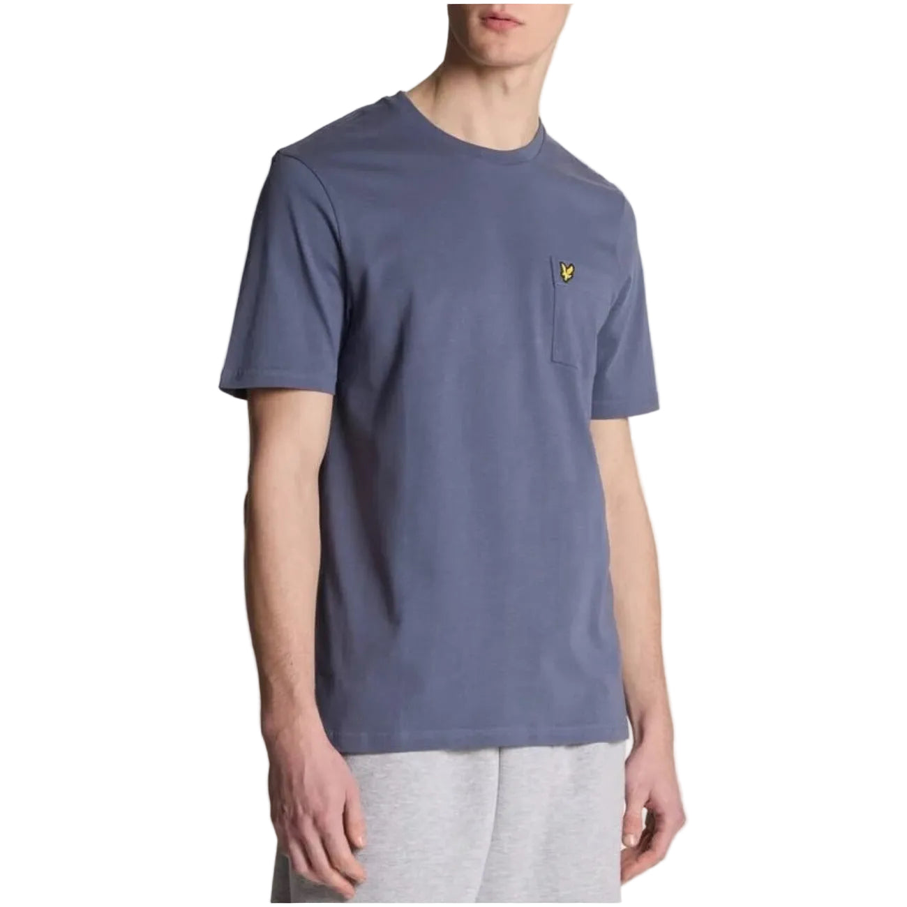 Lyle & Scott T-Shirt Uomo Azzurra Stampa Tasca Manica Corta Scollo Tondo 100% Cotone Primavera/Estate TS2022V