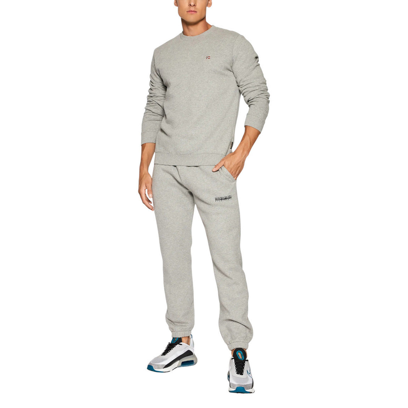 Napapijri Felpa Uomo Grigia con Maniche Lunghe Scollo Tondo in Cotone 80% Poliestere 20% Autunno/Inverno NP0A4FQW1