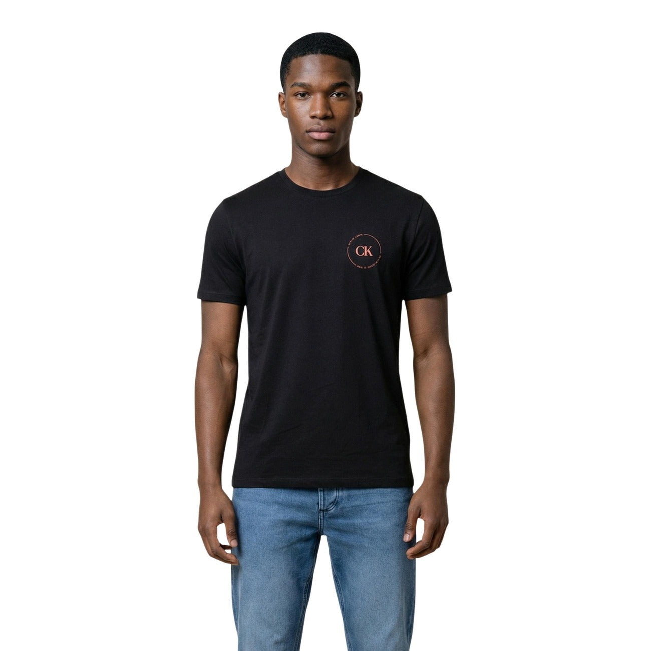 T-shirt uomo Calvin Klein Jeans nera in cotone 100% a maniche corte con scollo tondo