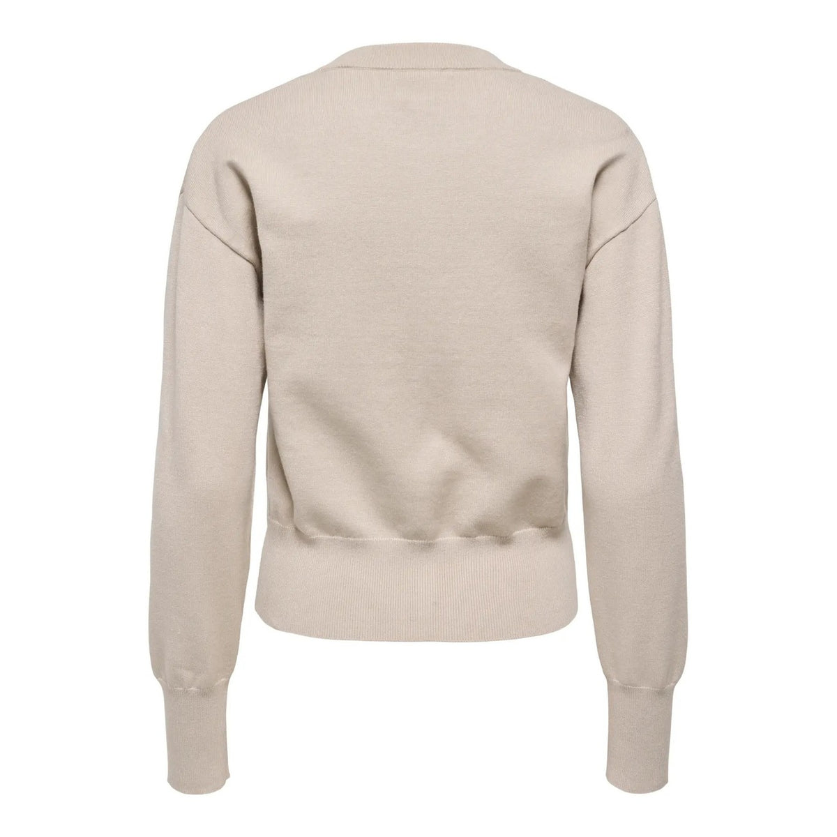 Cardigan in maglia piatta da donna Only codice 15377295 con bottoni frontali, spalle cadenti e scollo paricollo nei colori beige e marrone.