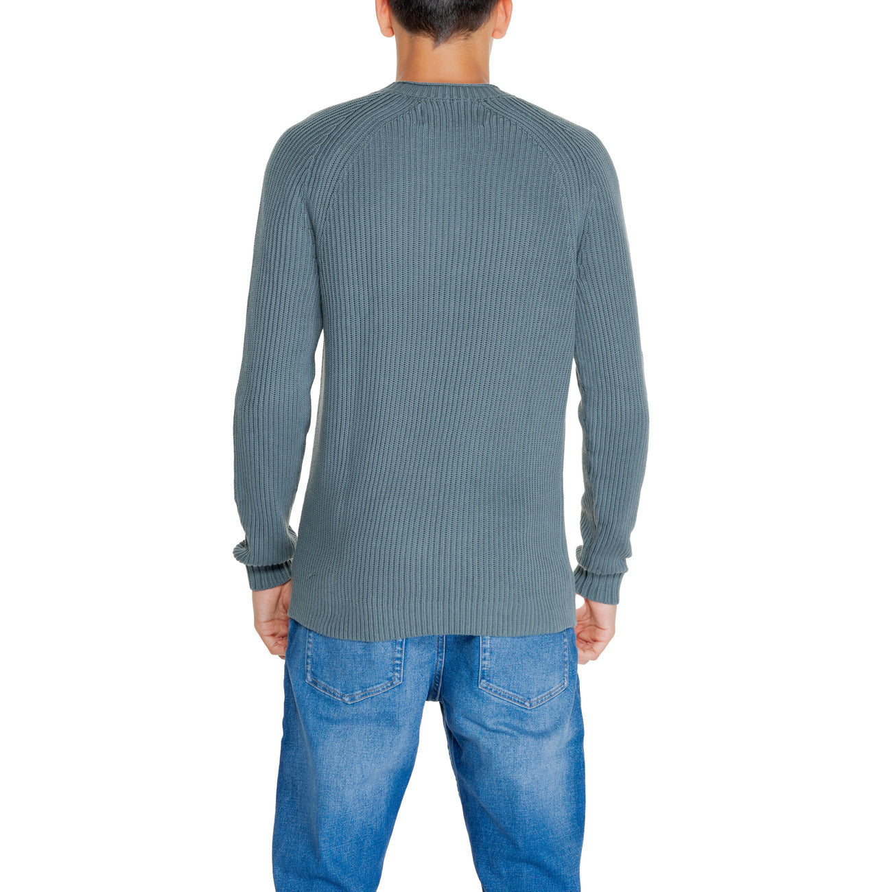 Calvin Klein Jeans Maglia Uomo Verde Scollo Tondo Manica Lunga Cotone Organico Autunno Inverno J30J325672