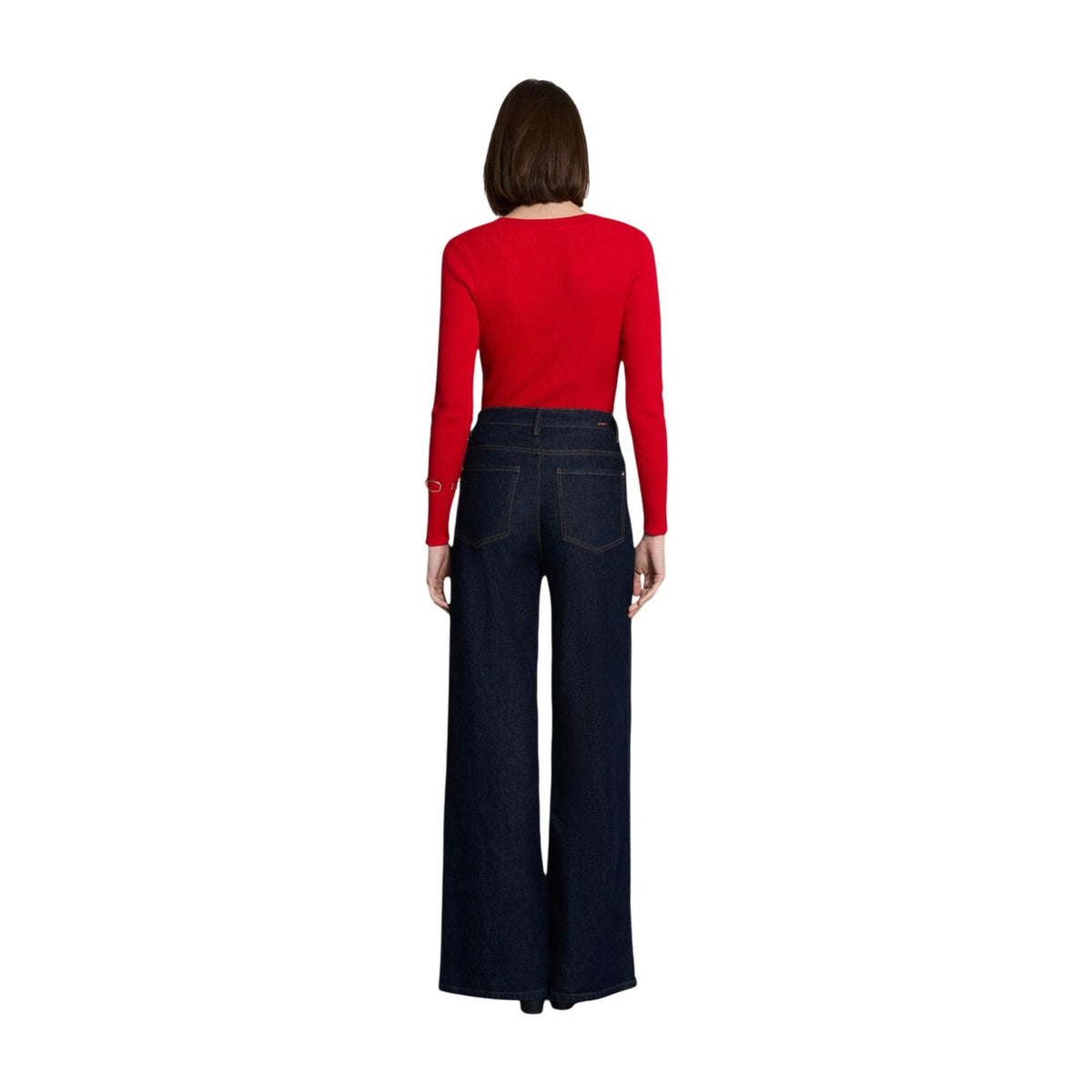 Maglia donna Morgan De Toi rossa – Maglione slim fit a costine con scollo a V 262-MBIZ.