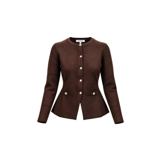 Cardigan marrone donna Morgan De Toi con bottoni gioiello – Cardigan caldo dritto in lana Morgan 262-MCAVOLO.