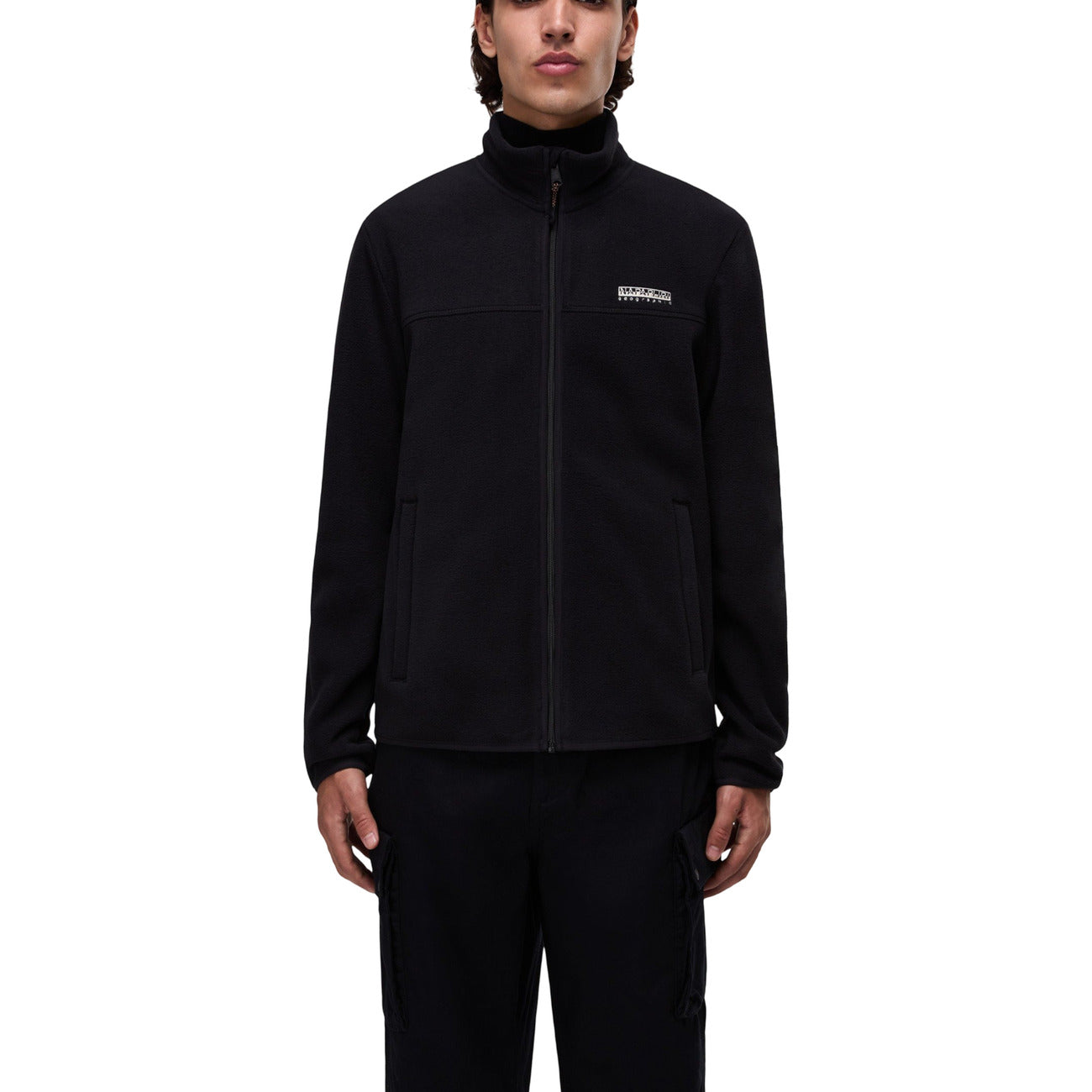 Napapijri Giacca Pile Uomo Nero Cerniera Manica Lunga Scollo Alto Tasche Poliestere 100% Autunno Inverno NP0A88V19