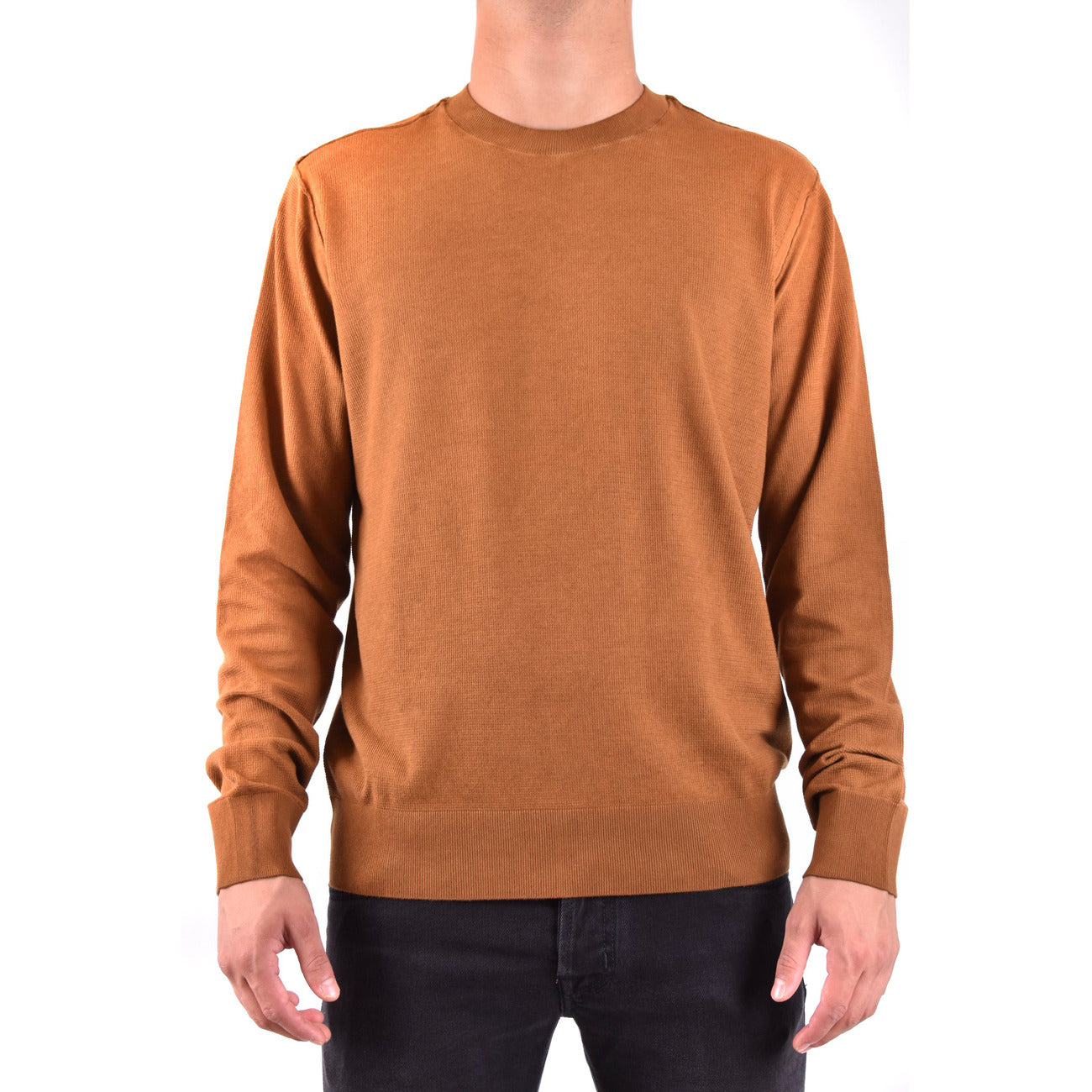 Paolo Pecora Maglia Uomo Marrone con Maniche Lunghe Scollo Tondo in Cotone 100% B_43527