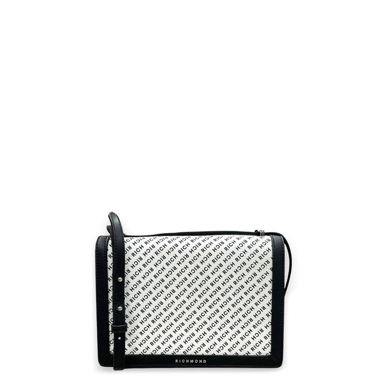 Borsa a Tracolla Donna Richmond Nero Bianco con Scritte - Stile Italiano