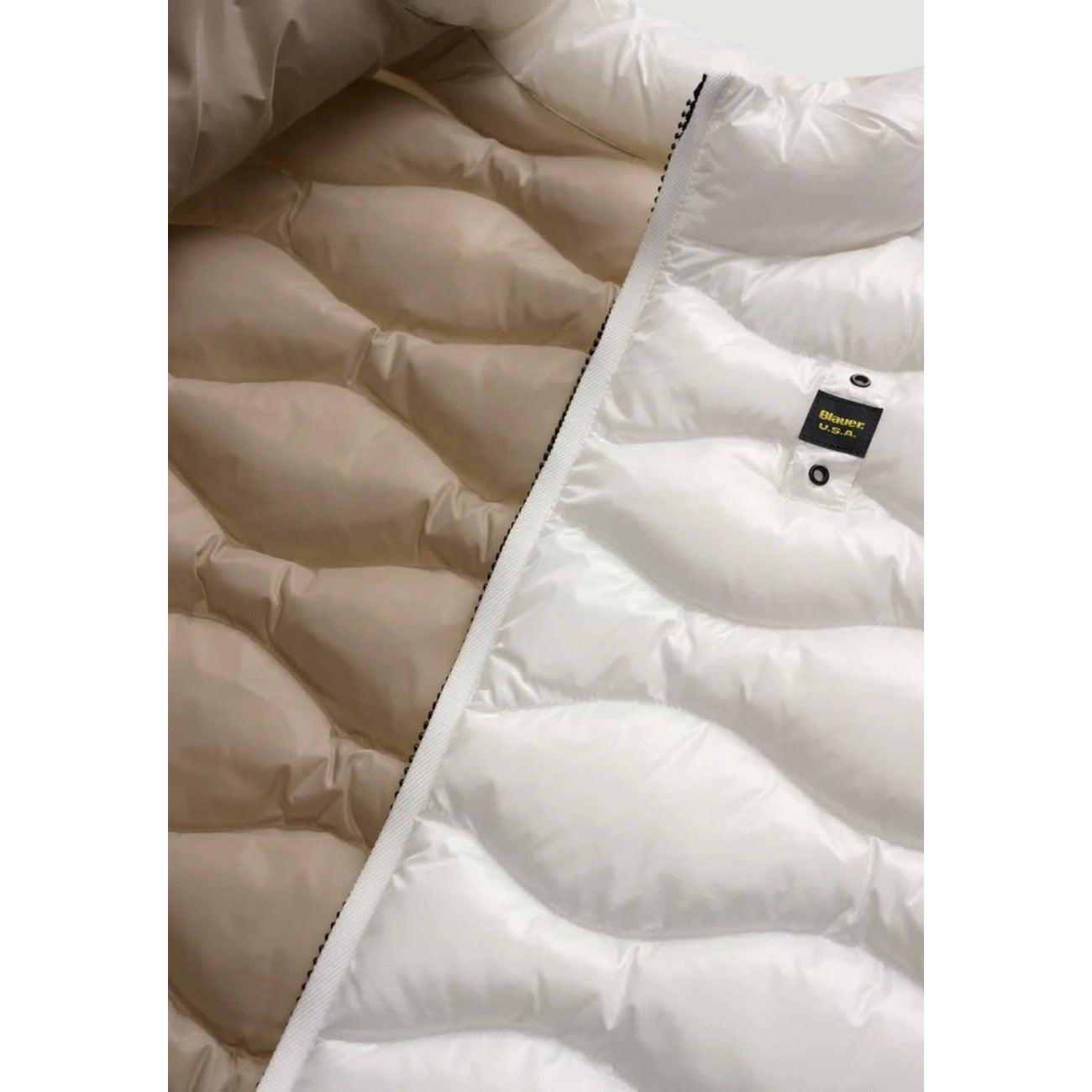 Gilet Blauer DANNY uomo bianco smanicato con cerniera tasche scollo alto - dettaglio imbottitura
