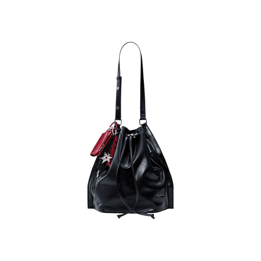 Borsa Desigual donna nera secchiello con coulisse tracolla regolabile 100% poliuretano - vista frontale
