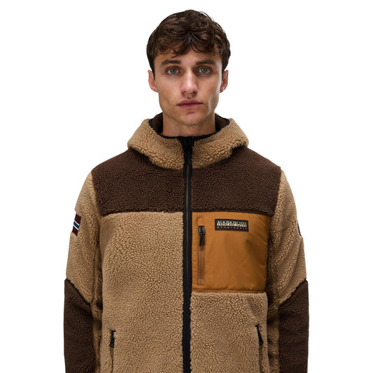 Giacca pile uomo Napapijri Yupik FZH 6 – Fleece multicolore con cappuccio e zip.