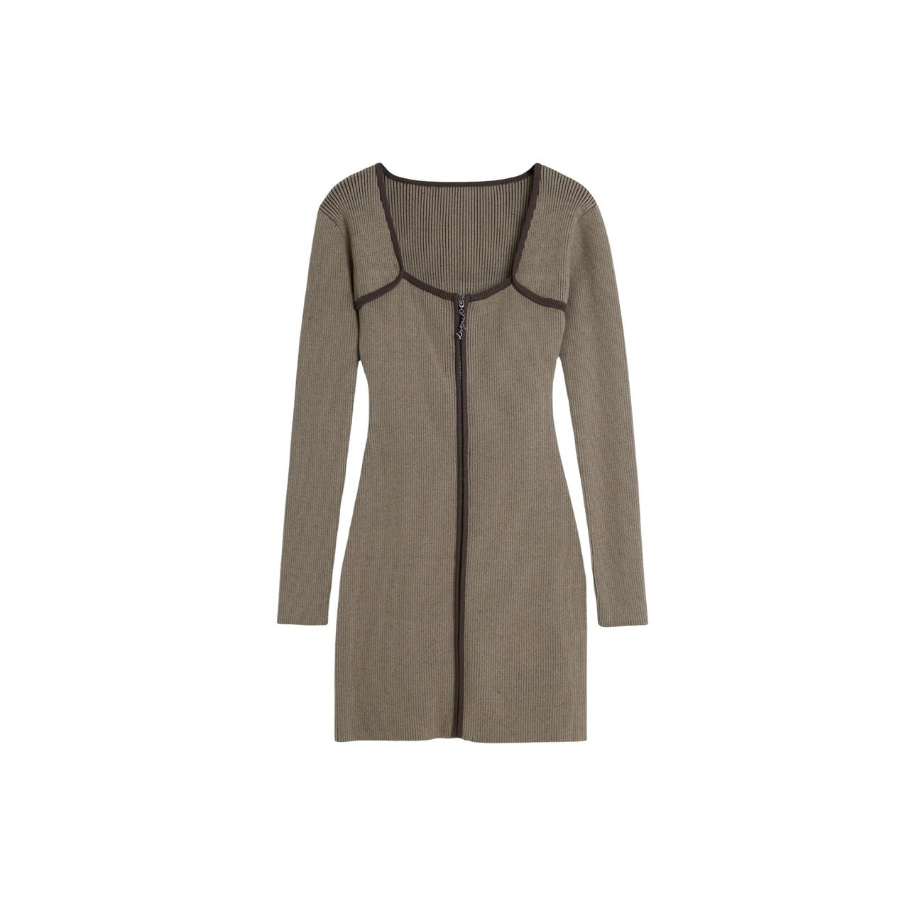 Abito Desigual donna marrone corto scollo a V - vista frontale dettaglio