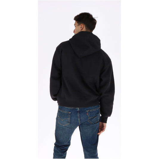 Felpa uomo Vans nera con cappuccio – Felpa relaxed fit con tasca a marsupio e logo Vans VN00105NY281.