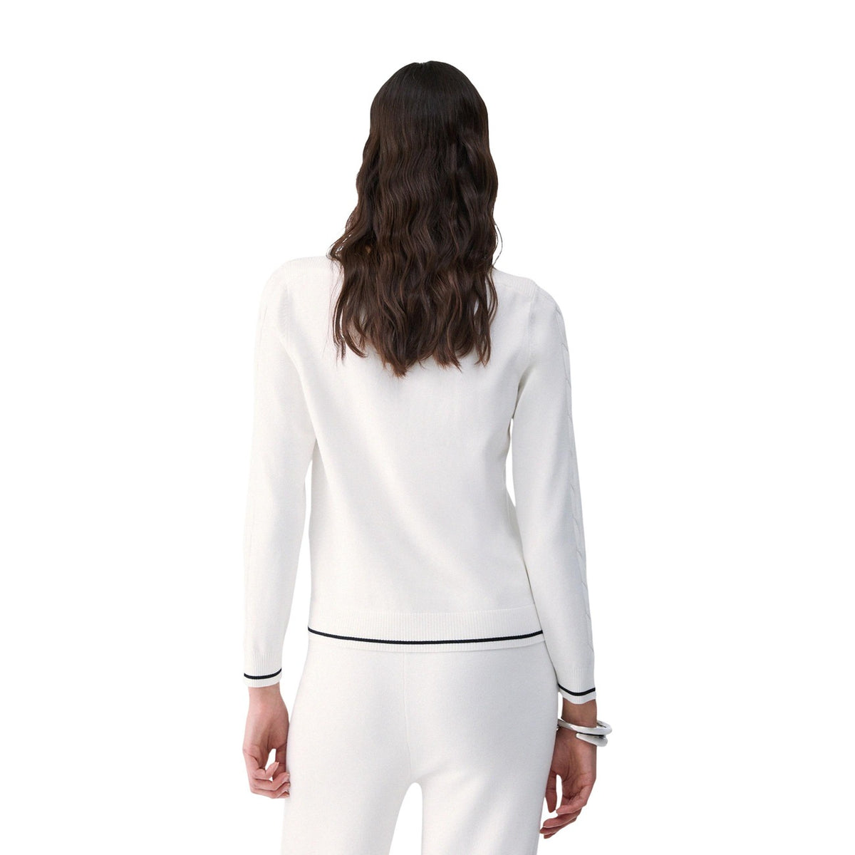 Maglia trecce donna Liu Jo – Pullover in viscosa con bordi a contrasto TF6189MS63.