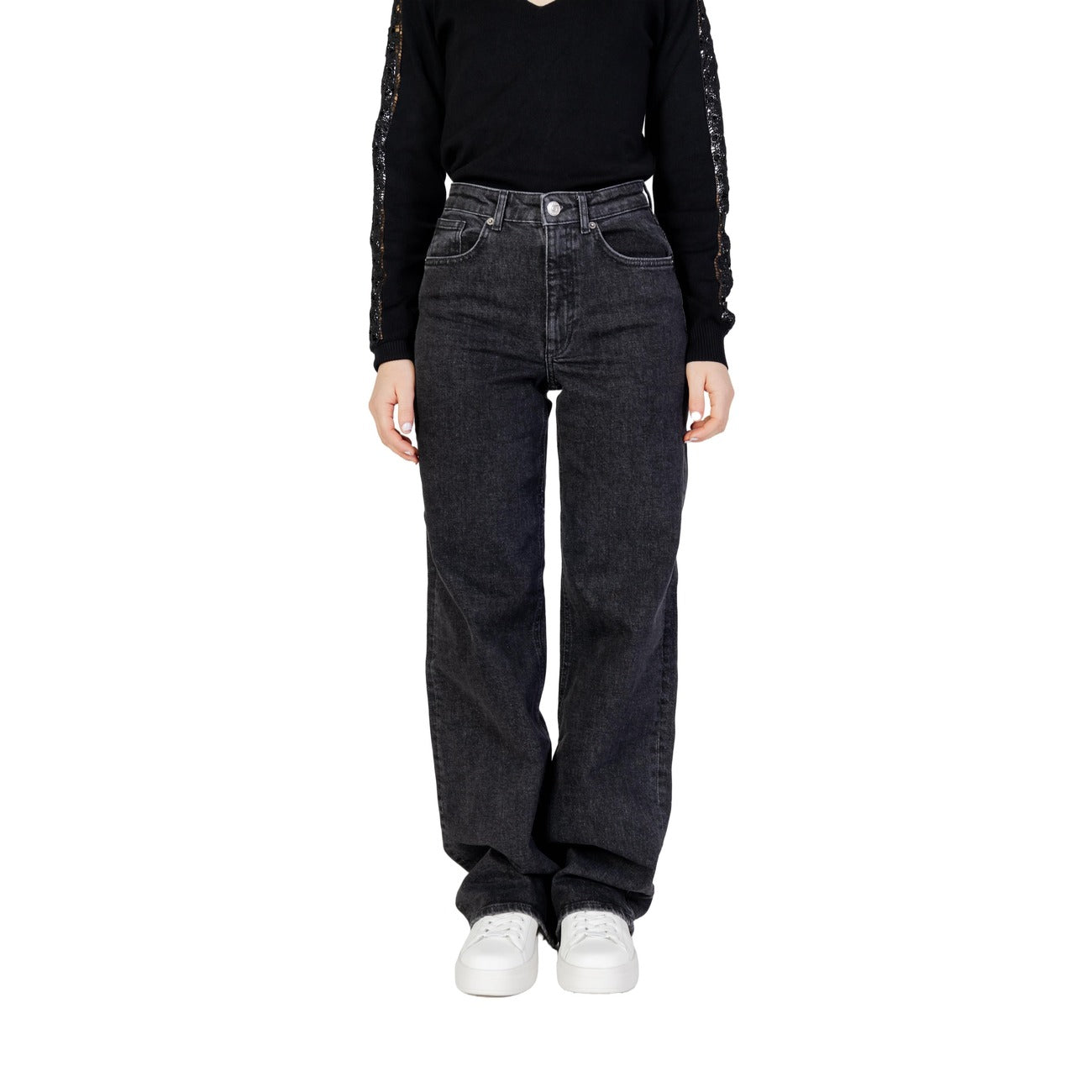 Only Jeans Donna Neri con Zip Bottone Tasche Anteriori Posteriori in Cotone 99% Elastan 1% Autunno/Inverno 15235241