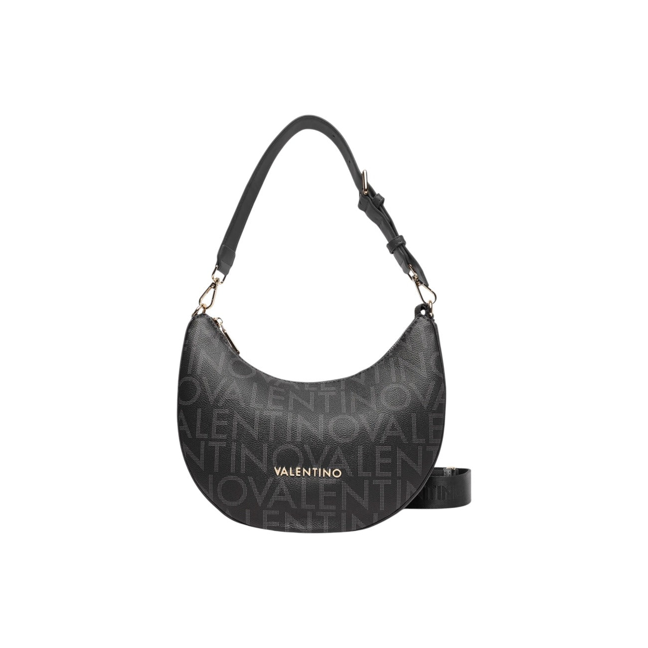 Valentino Bags Borsa Donna Nera a Mano Tracolla con Cerniera - Borsa Poliuretano Tasca Interna 28x23x10cm