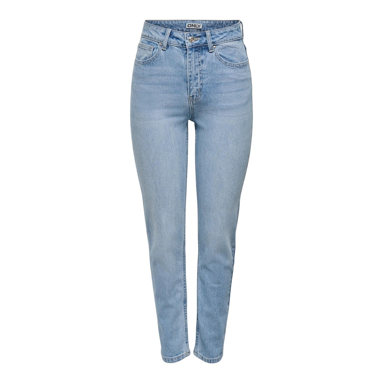 Jeans Only Emily Straight Fit donna azzurri dritti con zip bottone tasche 99% cotone 1% elastan - vista frontale stesi