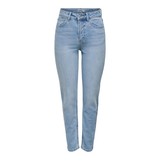 Jeans Only Emily Straight Fit donna azzurri dritti con zip bottone tasche 99% cotone 1% elastan - vista frontale stesi
