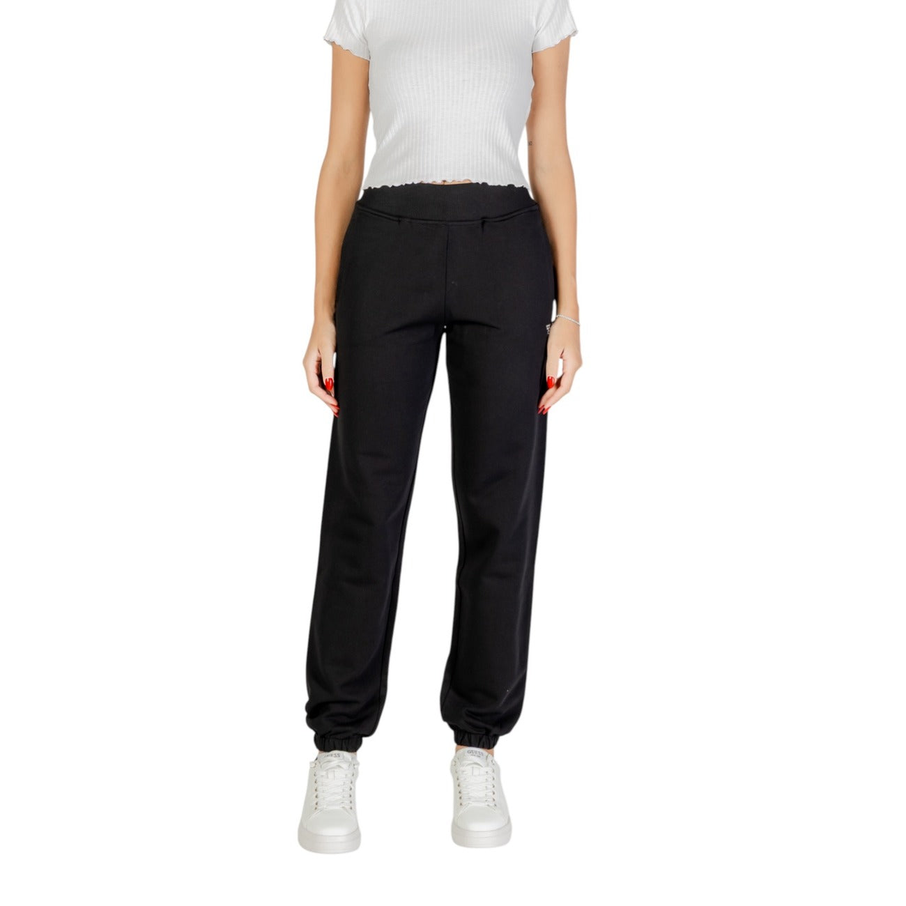 Pantaloni sportivi Donna Guess Neri 100% Cotone - Stile Casual