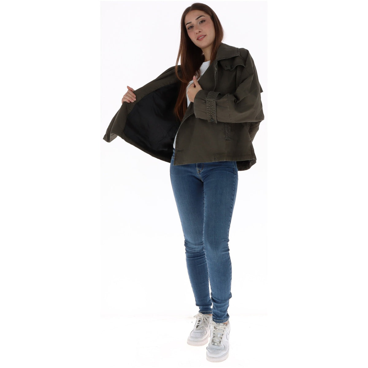 Giacca corta donna G-Star – Oversized 4 Pocket Cape verde oliva canvas cotone D30001-D388.
