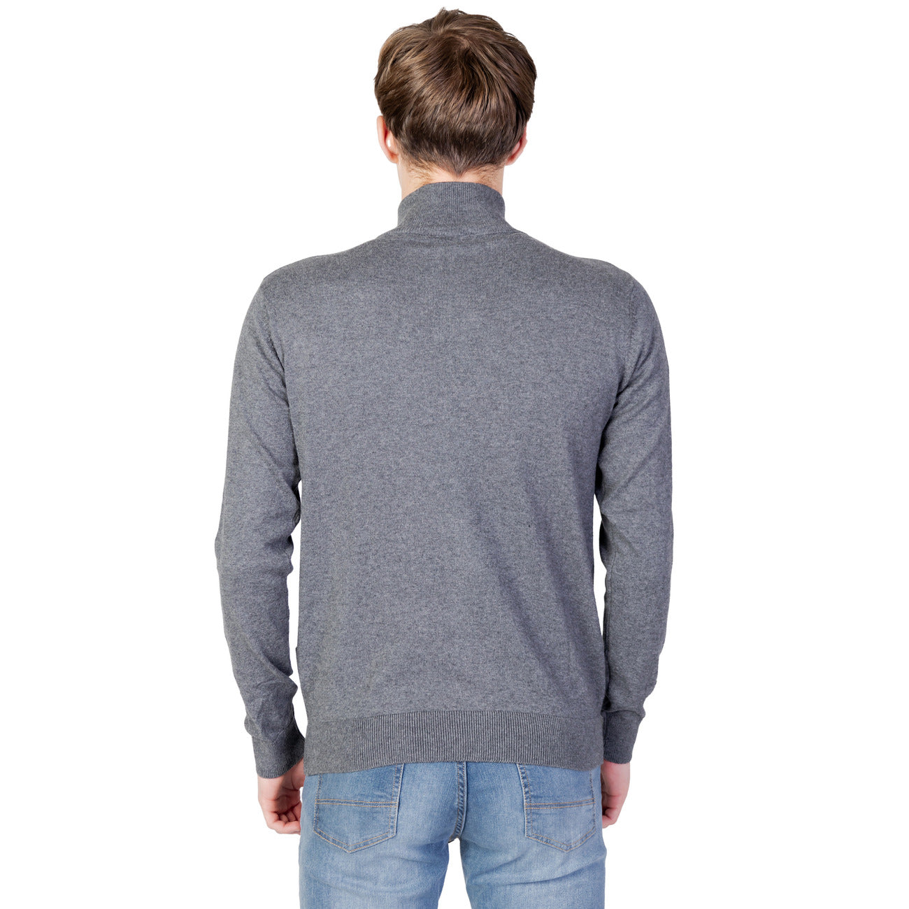 U.S. Polo Assn. Maglia Uomo Grigio Collo Alto Cerniera Manica Lunga Cotone Poliammide Autunno Inverno 66569 48847