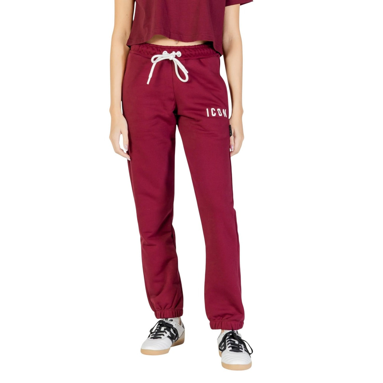Pantaloni Sportivi Donna Icon Bordeaux Stampa Cotone - Stile Casual