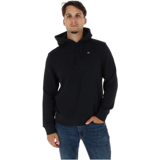 Felpa Napapijri Balis con cappuccio uomo nero NP0A8A619411. Hoodie da uomo total black con vestibilità classica, coulisse regolabile, maniche lunghe e logo Napapijri ricamato.