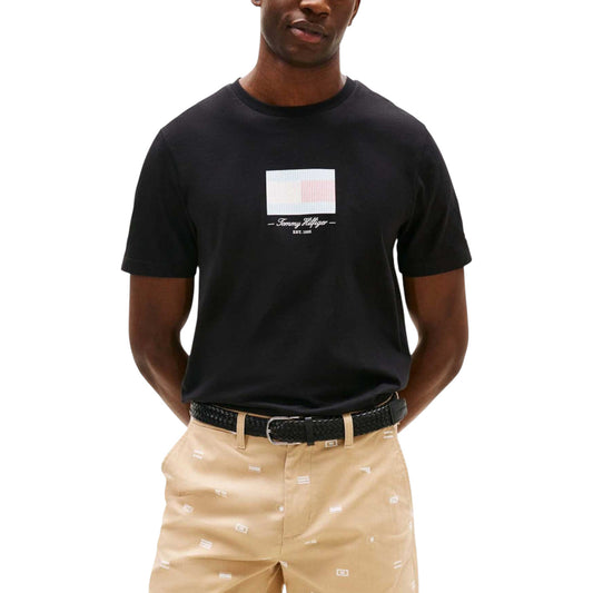 Tommy Hilfiger T-Shirt Uomo Nera con Stampa - T-Shirt Cotone Organico Maniche Corte