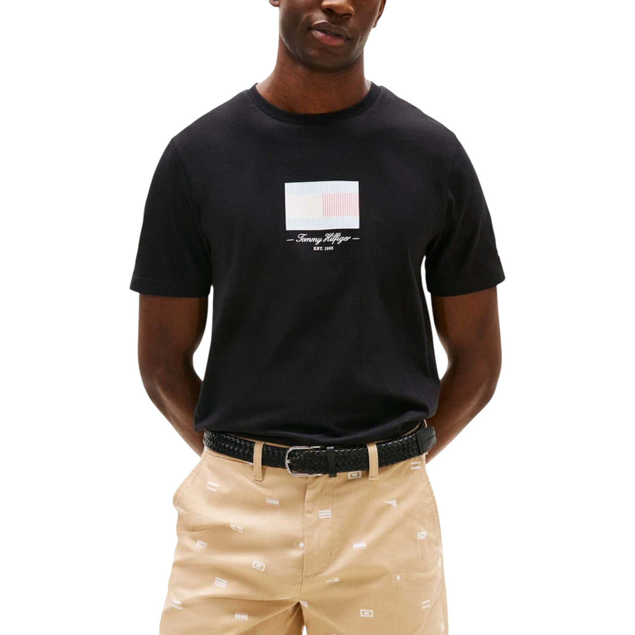 Tommy Hilfiger T-Shirt Uomo Nera con Stampa - T-Shirt Cotone Organico Maniche Corte