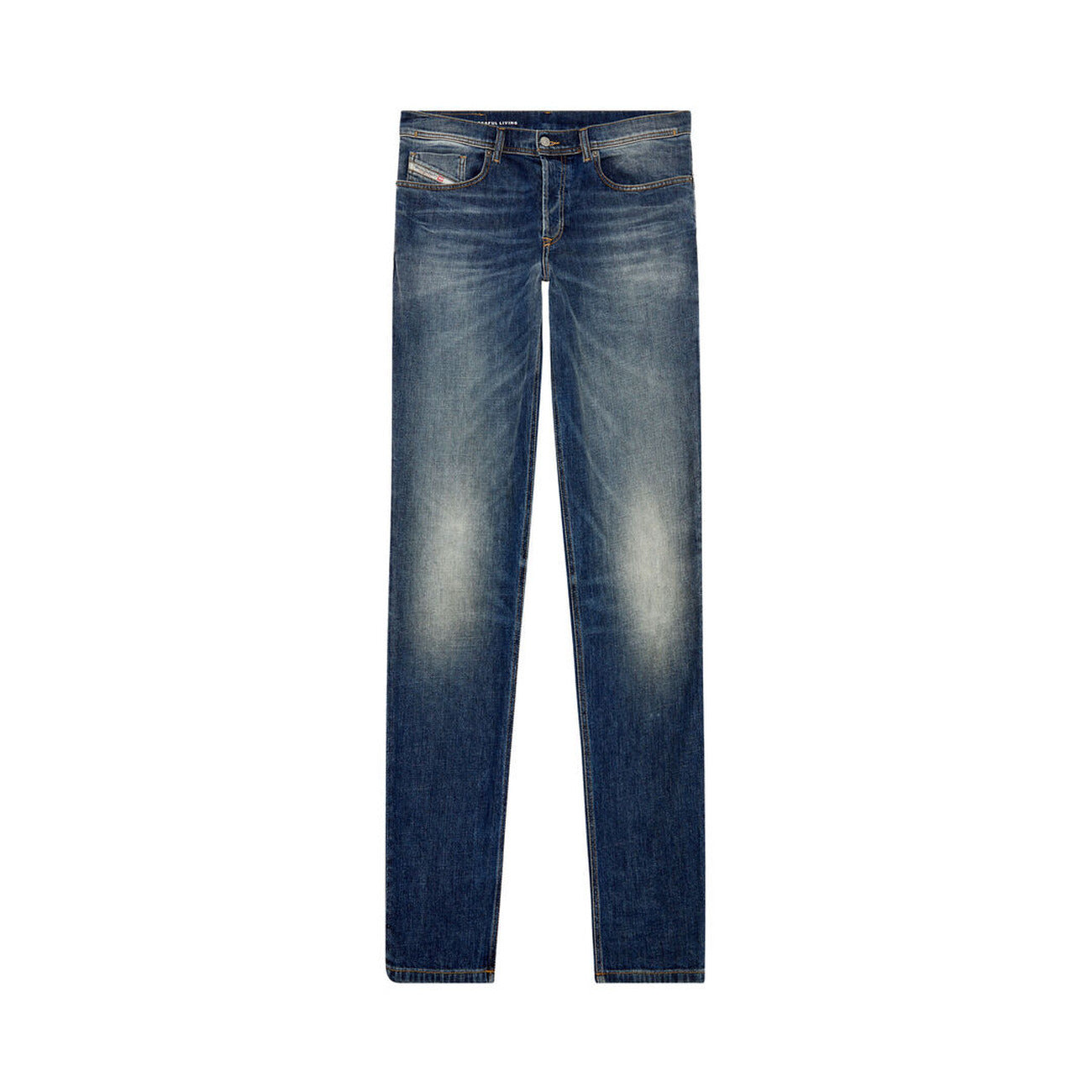 Diesel Jeans Uomo Blu Effetto Consumato in Cotone 100% con Zip e Bottone Tasche Anteriori e Posteriori V_31558