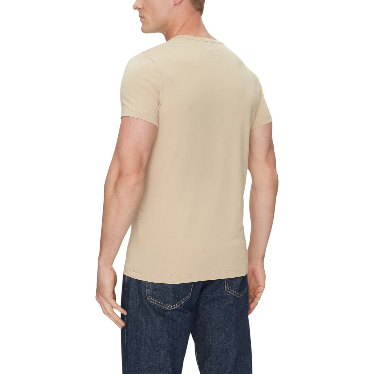 Tommy Hilfiger T-Shirt Uomo Beige Manica Corta Scollo Tondo 96% Cotone 4% Elastan Primavera/Estate 492909