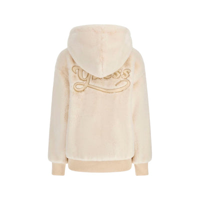 Guess Giacca Donna Beige con Cerniera Cappuccio Maniche Lunghe Scollo Alto - Giacca Poliestere