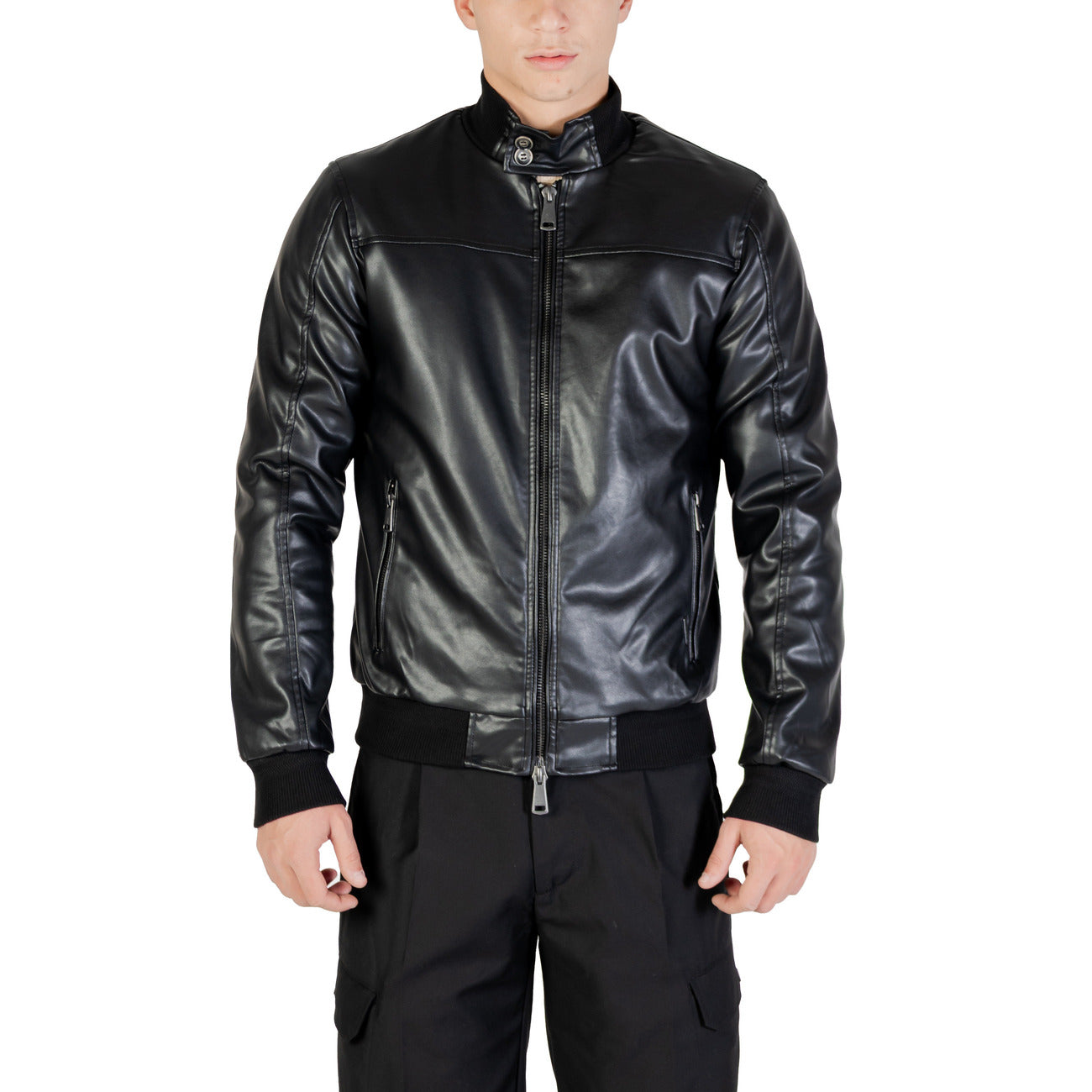 Gianni Lupo Giacca Uomo Marrone con Zip Bottoni - Giacca Poliestere Poliuretano Tasche Maniche Lunghe