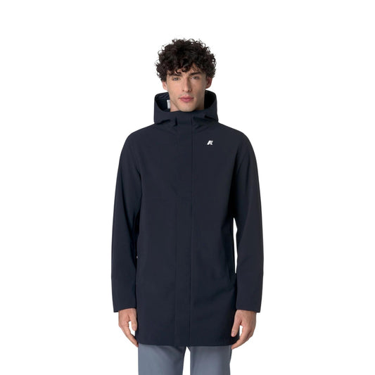 Giacca K-Way Marlyn uomo K7126UW impermeabile e antivento. Capospalla medio softshell slim fit con cappuccio, interno in morbido micro polar fleece, resistenza acqua 10000 mm e traspirante, abbigliamento uomo mezza stagione.