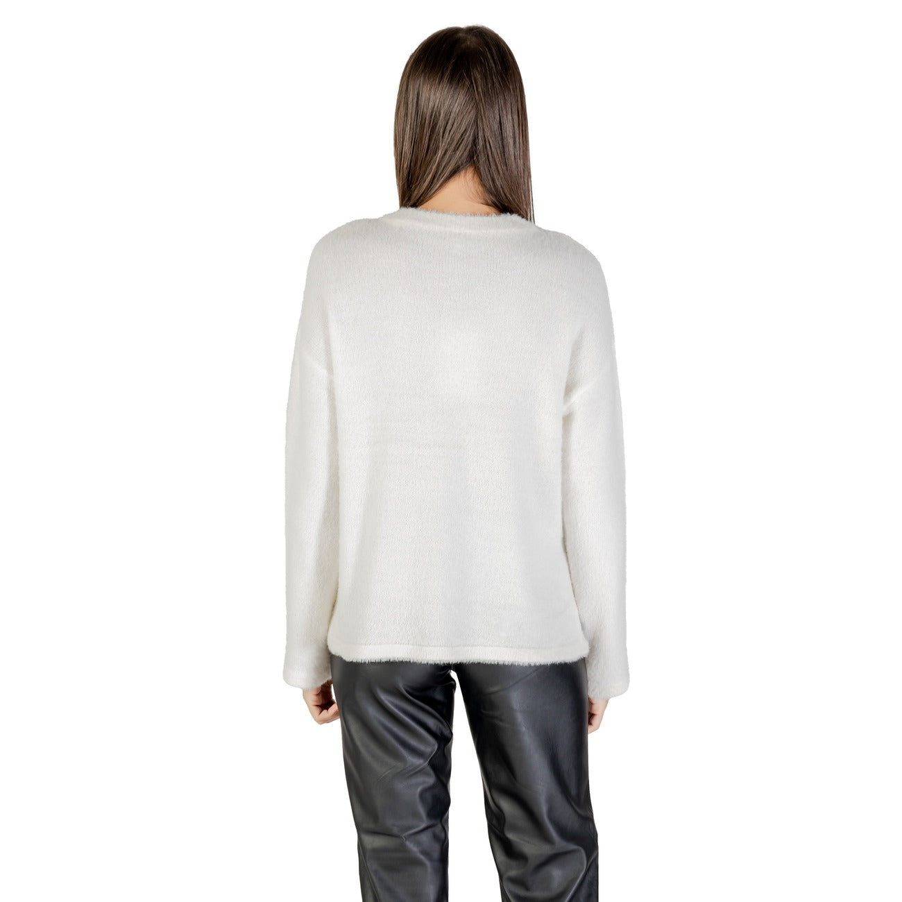 Only Maglia Donna Bianca in 50% Acrilico 50% Nylon a Manica Lunga con Scollo Tondo 15350652