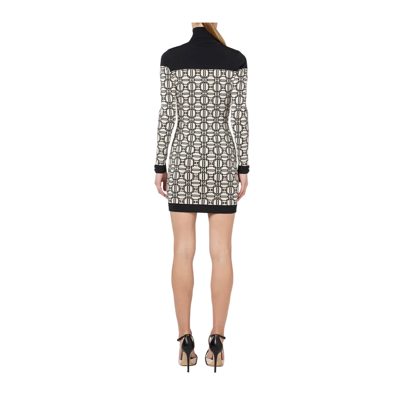 Abito corto Elisabetta Franchi multicolore geometrico - vista posteriore retro
