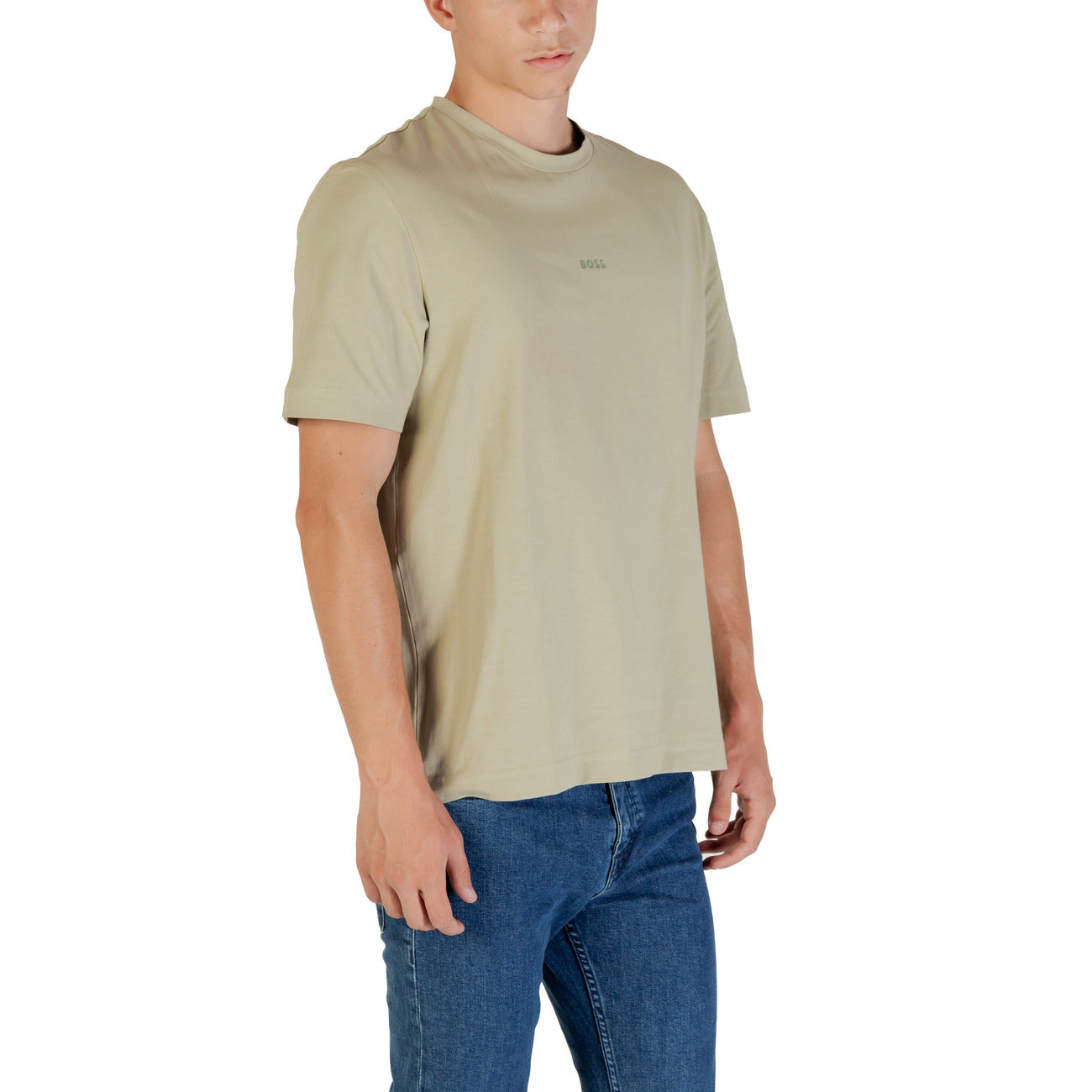 Boss T-Shirt Uomo Verde Manica Corta Scollo Tondo 96% Cotone 4% Elastan Primavera/Estate 50473278