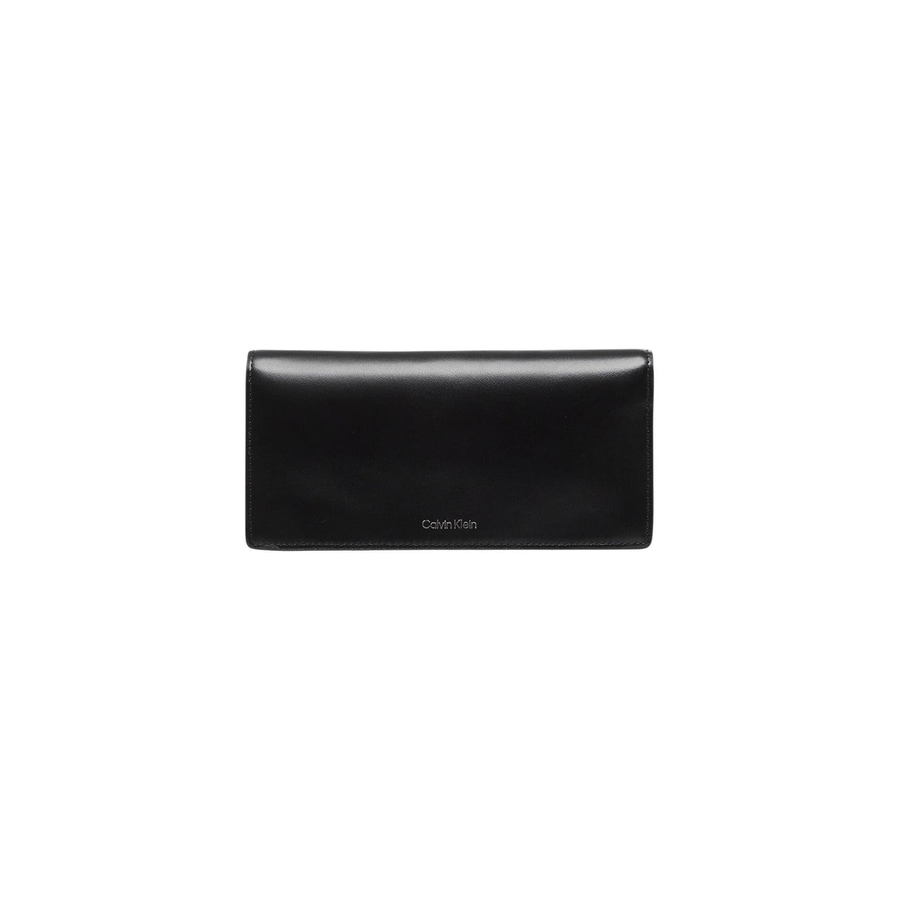 Portafoglio CK Bi-fold Monogram; pelle premium nera, slot carte multipli, chiusura con bottone automatico. L'accessorio essenziale che unisce lusso e funzionalità. Vista posteriore 