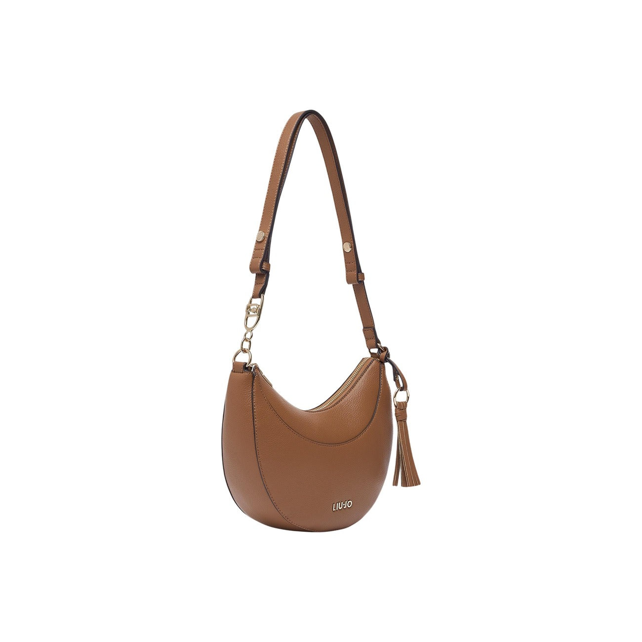 Borsa Hobo Liu Jo ECS M; 100% Poliuretano Marrone. Stampa bottalata, catena logo LJ, chiusura con zip e tracolla. Prodotto eco-friendly "Liu Jo Better".