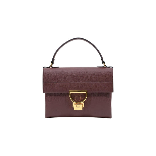 Borsa Coccinelle donna Flat Mini pelle viola scuro E1 MD5 19 03 01. Pochette elegante in vera pelle con tracolla e cerniera zip, borsa piccola da sera e tempo libero pelletteria italiana.