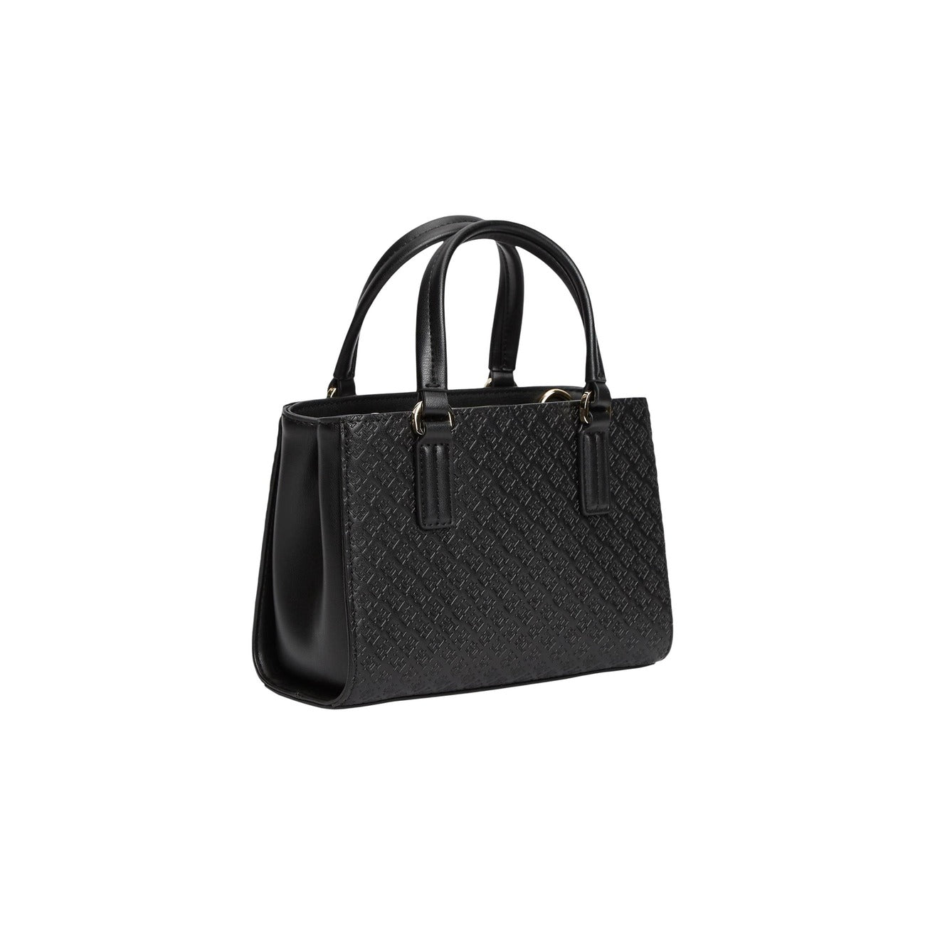 Borsa Tote Tommy Hilfiger Monogram; 100% Poliuretano. Doppio scomparto, chiusura magnetica, tracolla rimovibile. Finitura in rilievo con loghi TH. Capienza 1,5 l. Un accessorio iconico e versatile per ogni outfit. Colore nero vista Posteriore 