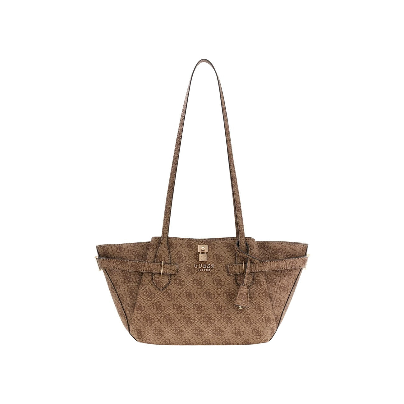 Borsa Guess donna beige con stampa a mano 40x19x12 cm - vista frontale
