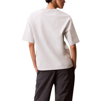 Calvin Klein Jeans T-Shirt Donna Grigia Maniche Corte Scollo Tondo - T-Shirt Cotone Elastan Poliestere