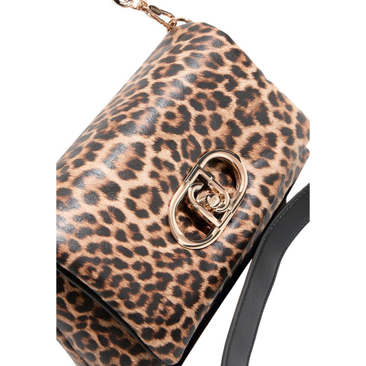 Borsa Liu Jo donna leopardata a tracolla con catena 100% poliuretano - vista frontale dettaglio
