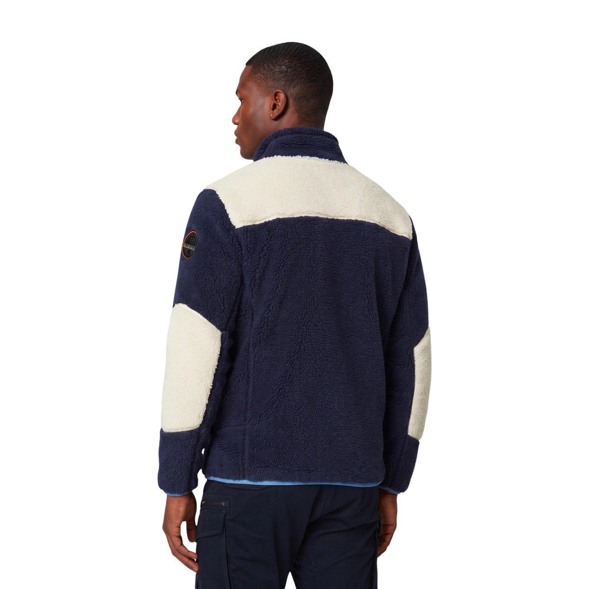 Giacca pile uomo Napapijri Yupik FZ 5 – Pile colorblock blu beige nero con zip YUPIK FZ 5.