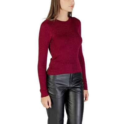 Jacqueline De Yong Maglia Donna Bordeaux Maniche Lunghe Scollo Tondo - Maglia Viscosa Sintetico