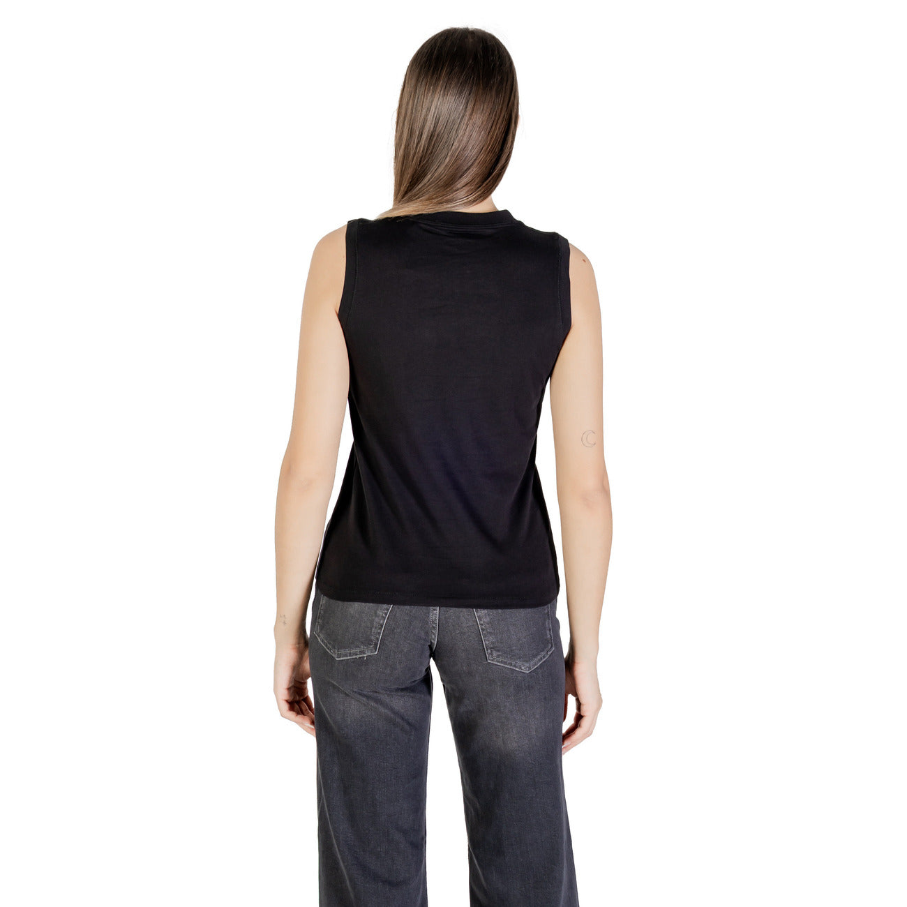 Calvin Klein Jeans Canotta Donna Nero Stampa Smanicato Scollo Tondo 100% Cotone Primavera/Estate LV047C852G