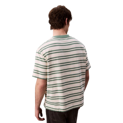 Calvin Klein Jeans T-Shirt Uomo Bianco Righe Manica Corta Scollo Tondo Cotone Elastan Autunno Inverno LV04RC235G