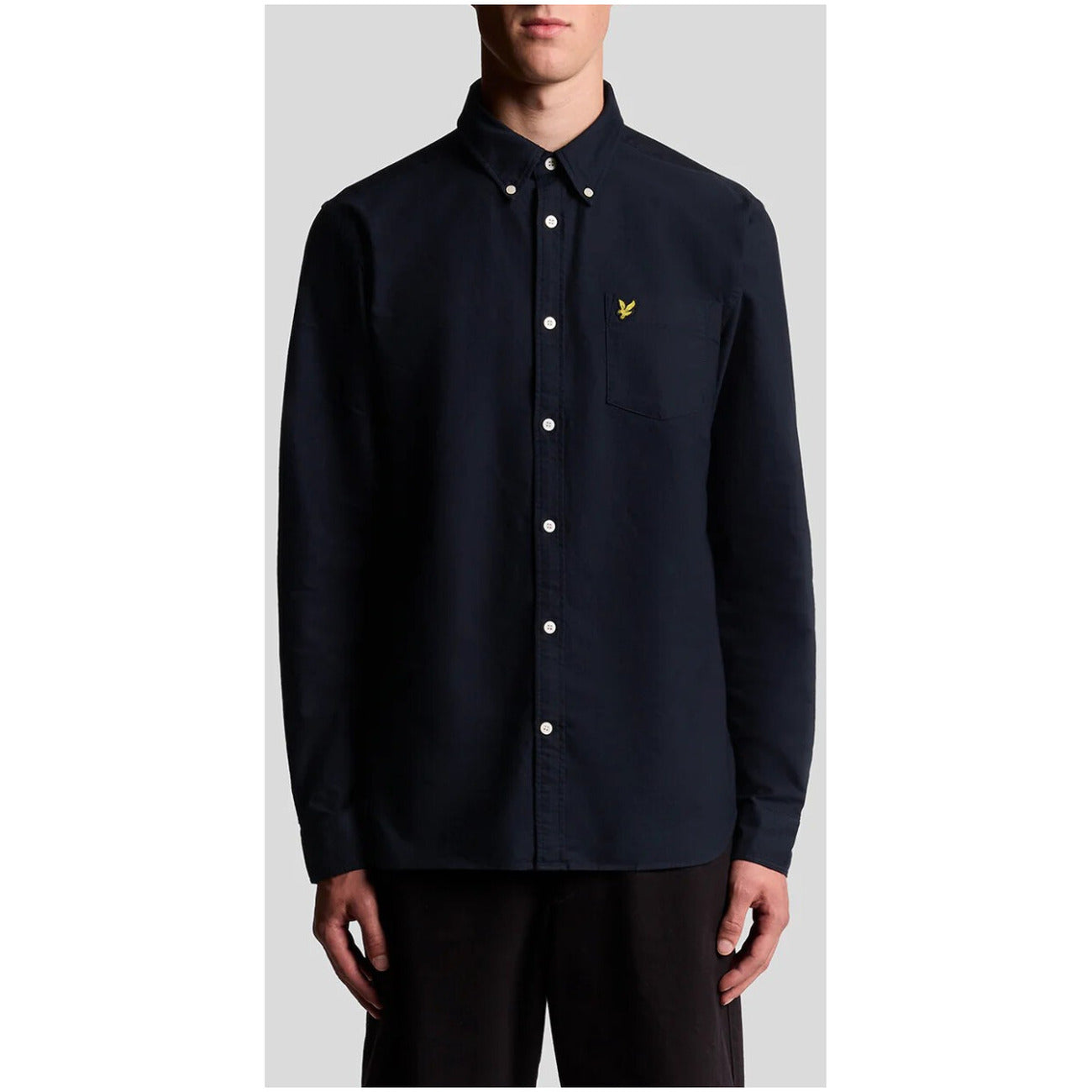 Lyle & Scott Camicia Uomo Blu Manica Lunga Bottoni Colletto Classico Tasca Singola 100% Cotone Primavera/Estate LW2112V